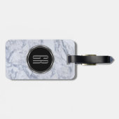 Monogram wit faux marmer steen patroon bagagelabel (Achterkant horizontaal)