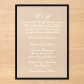 Monogram wit formeel zwart Lijst bruiloft Acryl Uitnodigingen (Voorkant)