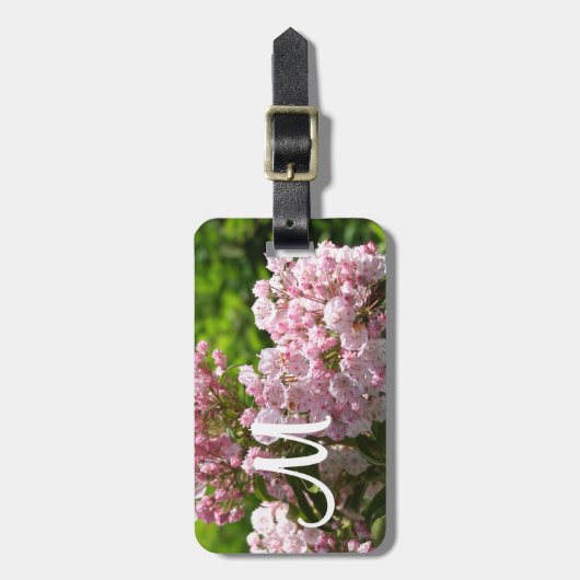 Monogram Wit Gebloemde Berglaurier  Bagagelabel (Voorkant verticaal)