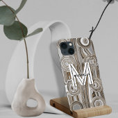 Monogram Wit & Goud Glitters Funky Retro Groovy iPhone Hoesje