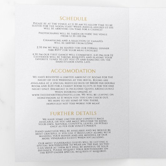 Monogram wit goud zwart bruiloft maaltijd RSVP kaa Drieluik Uitnodiging (Binnenzijde eerst)