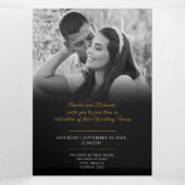 Monogram wit goud zwart bruiloft maaltijd RSVP kaa Drieluik Uitnodiging (Binnenkant midden)