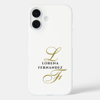 Monogram Wit Goud Zwart Elegant Minimalistisch Chi iPhone 16 Hoesje