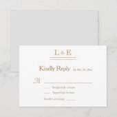Monogram Wit Grijs Goud Ampersand Wedding RSVP Kaart (Voorkant / Achterkant)
