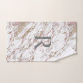 Monogram Wit Grijs Goud Roze Marmer Trendy  Bad Handdoek (Handdoek)