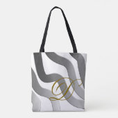 Monogram wit grijs gouden gradiëntlijn abstract tote bag (Achterkant)
