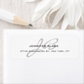 Monogram Wit Grijs Kleur Plain Modern Minimalist Etiket (Insitu)