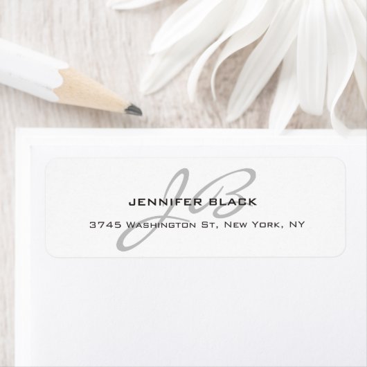 Monogram Wit Grijs Kleur Plain Modern Minimalist Etiket (Insitu)