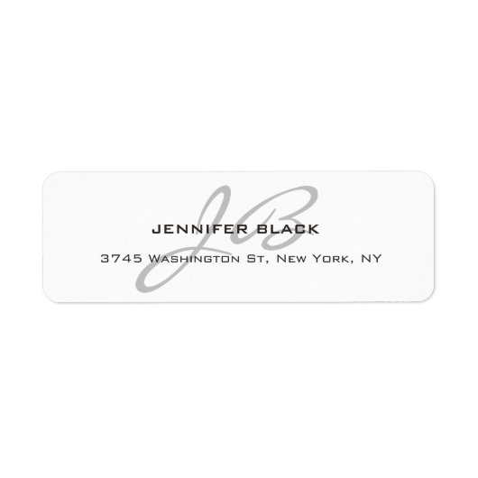Monogram Wit Grijs Kleur Plain Modern Minimalist Etiket (Voorkant)