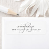 Monogram Wit Grijs Kleur Plain Modern Minimalist Etiket (Insitu)