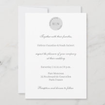 Monogram Wit Grijs Modern Minimalistisch Huwelijk