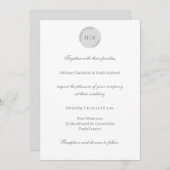 Monogram Wit Grijs Moderne Minimalistische Huwelij Kaart (Voorkant / Achterkant)