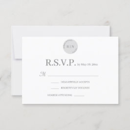 Monogram Wit Grijs Moderne Minimalistische Huwelij Kaart