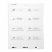 Monogram Wit Grijs Zakelijke Verzending Etiket (Full Sheet)
