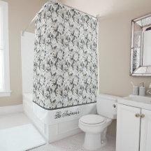 Monogram Wit Grijs Zwanen Bloem Motief Elegant Sti