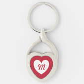 Monogram wit hart rood sleutelhanger (Voorkant)