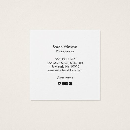 Monogram wit houthandschrift vierkante visitekaartjes (Achterkant)