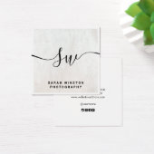 Monogram wit houthandschrift vierkante visitekaartjes (Bureau)