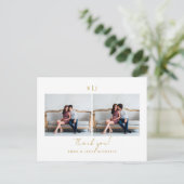 Monogram Wit Huwelijksfoto Bedankt Briefkaart (Staand voorkant)