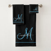 Monogram Wit Initiaal Blauw Script Naam Bad Handdoek (Insitu)