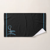 Monogram Wit Initiaal Blauw Script Naam Bad Handdoek (Handdoek)
