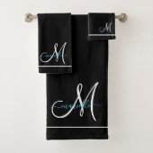 Monogram Wit Initiaal Turquoise Script naam Bad Handdoek (Insitu)