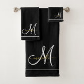 Monogram Wit Initialen Gouden Script Naam Bad Handdoek (Insitu)