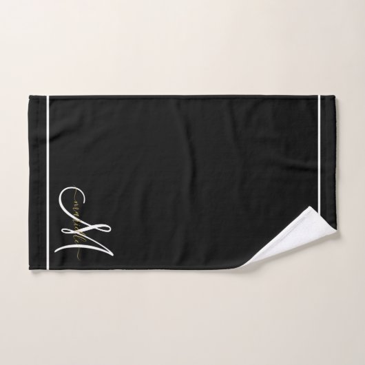 Monogram Wit Initialen Gouden Script Naam Bad Handdoek (Handdoek)