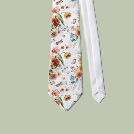Monogram Wit Kleurrijk Bloemstuk Stilleven Kunst Stropdas