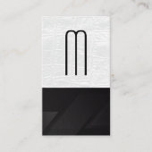 Monogram | wit leer | lijnpatroon visitekaartje (Voorkant)