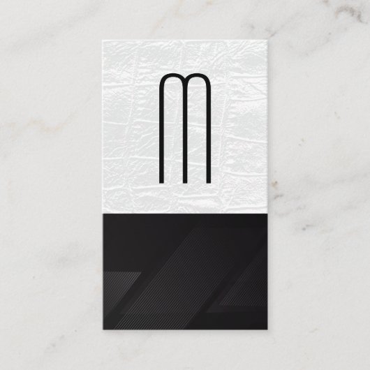 Monogram | wit leer | lijnpatroon visitekaartje (Voorkant)