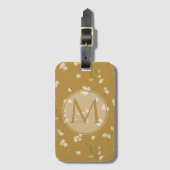 Monogram wit madeliefje bloemenpatroon bagagelabel (Voorkant (verticaal))