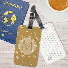 Monogram wit madeliefje bloemenpatroon bagagelabel