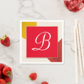 Monogram wit manuscript B op rode achtergrond Servet (Insitu)
