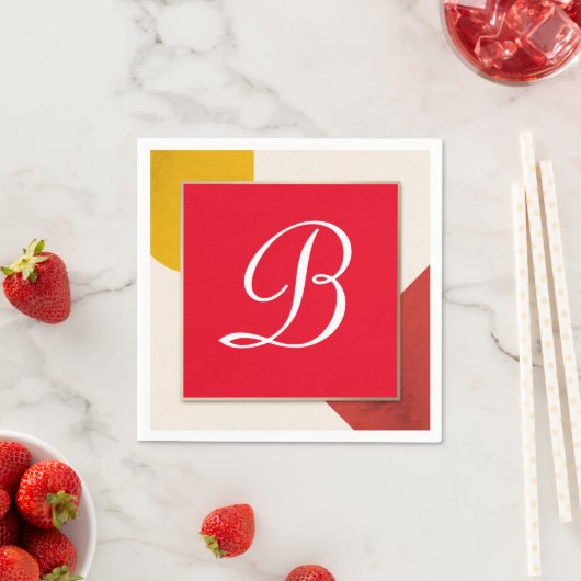 Monogram wit manuscript B op rode achtergrond Servet (Insitu)
