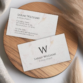 Monogram Wit Marmer Eenvoudig Modern Zwart Initiaa Visitekaartje