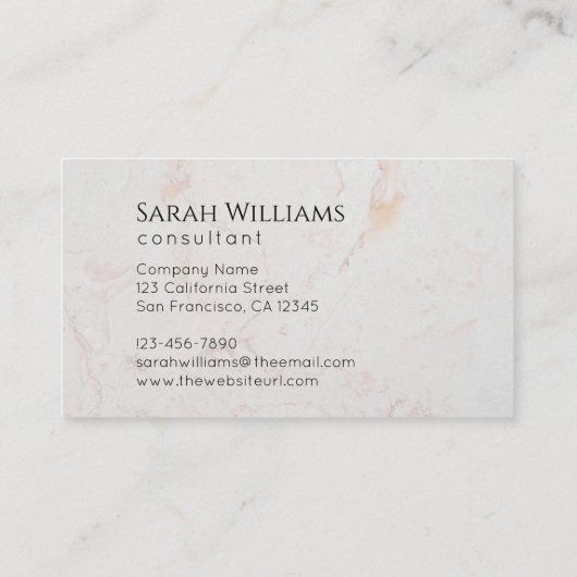 Monogram Wit Marmer Eenvoudig Modern Zwart Initiaa Visitekaartje (Achterkant)