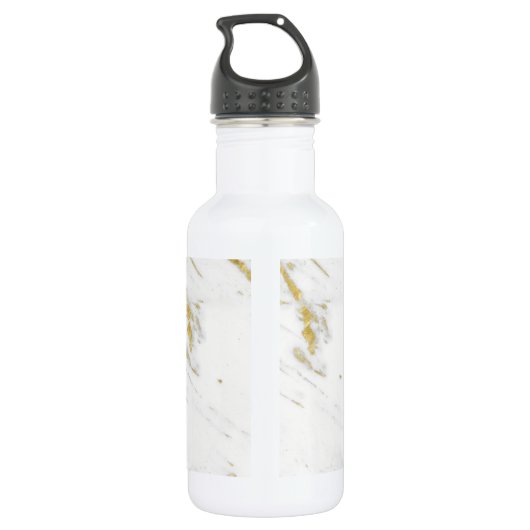 Monogram wit marmer met gouden glitter waterfles (Achterkant)