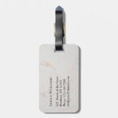 Monogram Wit Marmer Naam Modern Zwart Initiaal Bagagelabel (Achterkant verticaal)