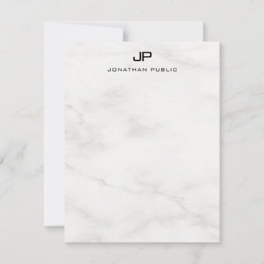 Monogram wit marmer Sjabloon Elegant Modern (Voorkant)