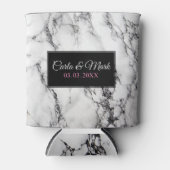 Monogram wit marmer textuur blikjeskoeler (Voorkant)