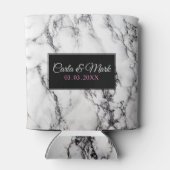 Monogram wit marmer textuur blikjeskoeler (Achterkant)