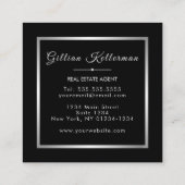 Monogram wit marmer zilver vierkante visitekaartje (Achterkant)