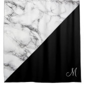 Monogram wit marmeren steen douchegordijn (Voorkant)