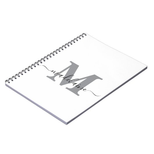 Monogram Wit Notitieboek Aangepast Initiaal & Naam (Linkerzijde)