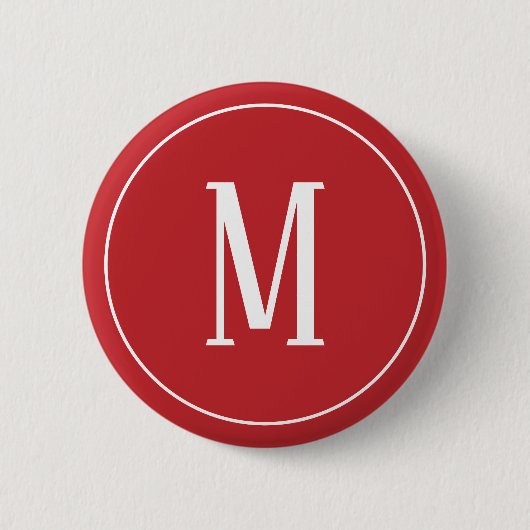 Monogram Wit op Donkerrode Ronde Knop Button 5,7 Cm (Voorkant)