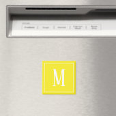 Monogram Wit op Geel Vierkant Magneet (Insitu (Vaatwasser))