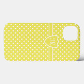 Monogram  Wit op Gele Polka Dot Case-Mate iPhone Case (Achterkant (horizontaal))