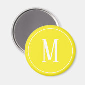 Monogram wit op gele ronde magneet (Voorkant / Achterkant)