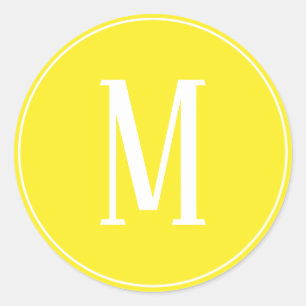 Monogram wit op gele ronde Sticker